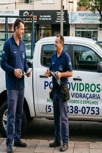Profissional realizando trasporte de box de vidro para reforma em Porto Alegre